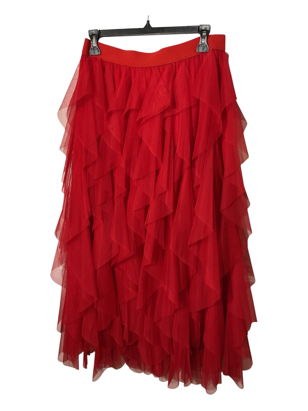 CeCe Red Tiered Tulle Midi Skirt NWT Size Medium - Picture 10 of 14